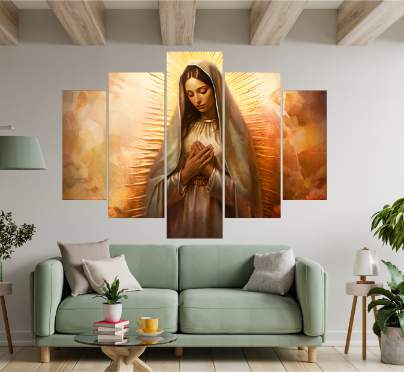 Cuadro Decorativo 5 Piezas - Virgen Maria 2