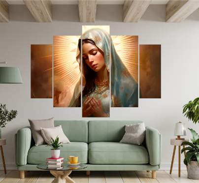 Cuadro Decorativo 5 Piezas - Virgen Santa 2.0