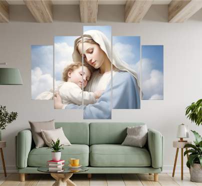 Cuadro Decorativo 5 Piezas - Virgencita 29