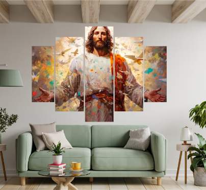 Cuadro Decorativo 5 Piezas - Cristo Nuevo 30