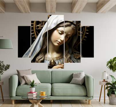 Cuadro Decorativo 5 Piezas - Virgencita 37