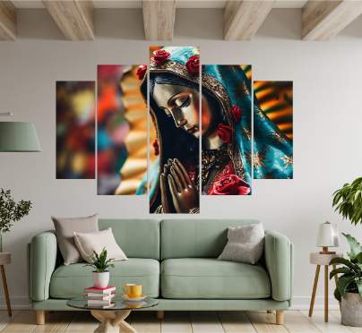 Cuadro Decorativo 5 Piezas - Virgencita 38