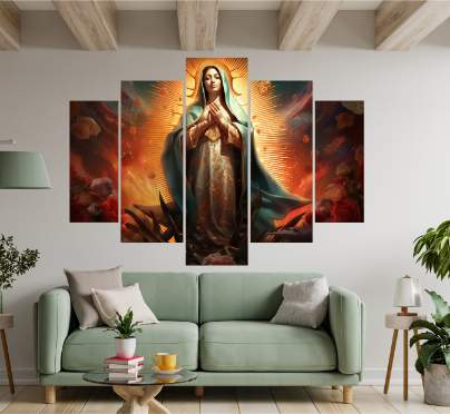 Cuadro Decorativo 5 Piezas - Virgencita 40