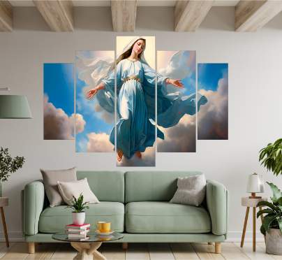 Cuadro Decorativo 5 Piezas - Virgencita 46