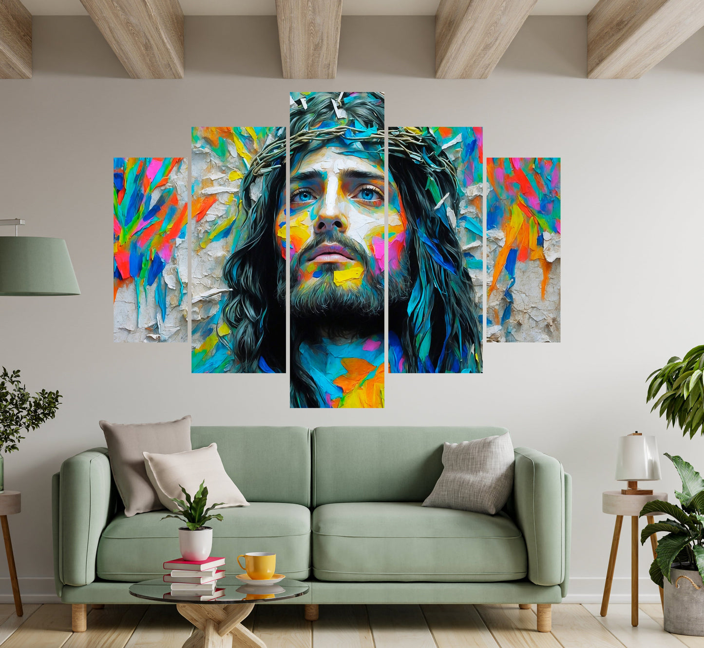 Cuadro Decorativo 5 Piezas - Cristo Nuevo 62