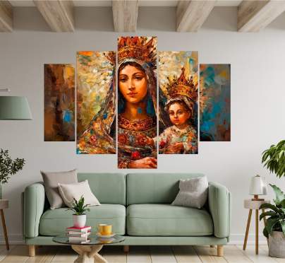 Cuadro Decorativo 5 Piezas - Virgencita Linda