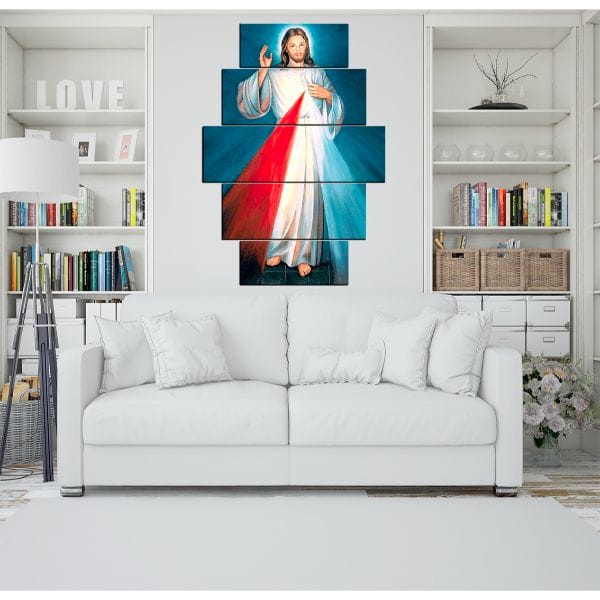 Cuadro Decorativo 5 Piezas - Jesús Divina Misericordia